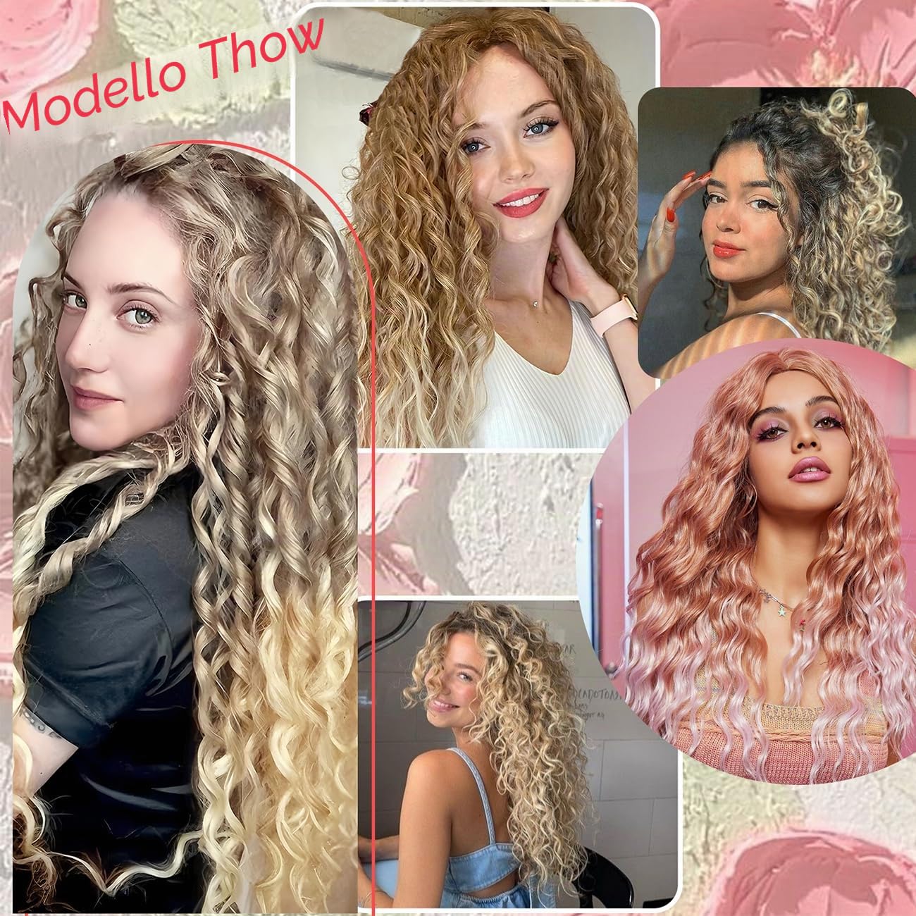 Extension a crochet per capelli profondi, 24 pollici, capelli sintetici, boho ondulati, per donne (1B, 24 pollici), confezione da 3 pezzi)