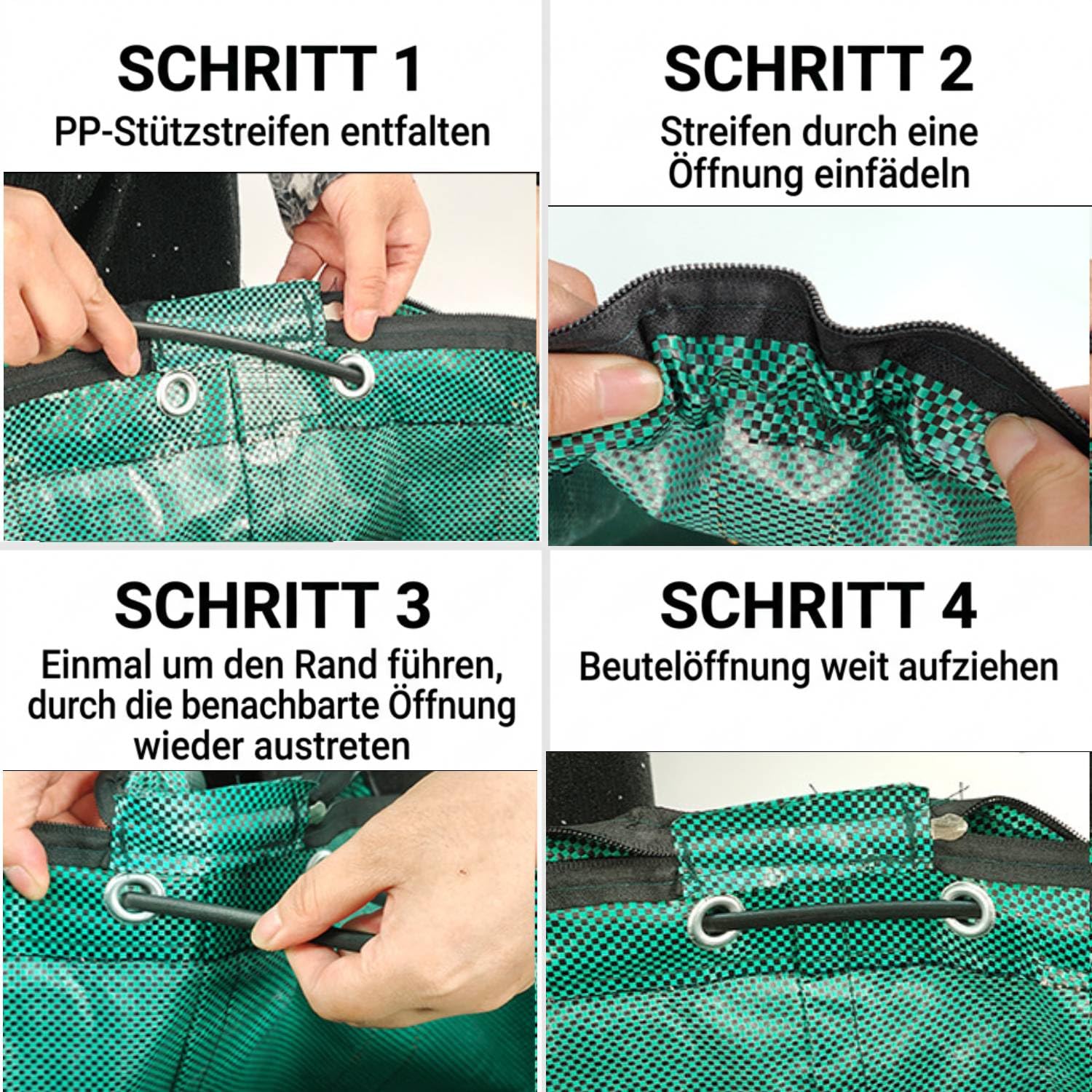 Sacco per rifiuti da giardino, 120 l, con coperchio, set da 2 pezzi, impermeabile, in tessuto PP, pieghevole e riutilizzabile, con manici e passanti per terreno, ideale per erba, foglie, taglio verde