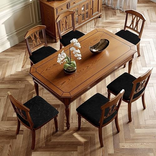 Miniatura 2 de Funda de asiento impermeable para silla de comedor, fundas de asiento lavables para sillas de cocina (negro, 4 piezas)