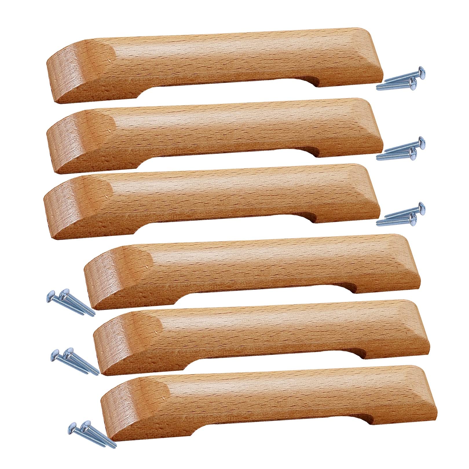 Tiradores de madera para armarios y cajones de cocina, pack de 6 pomos elegantes