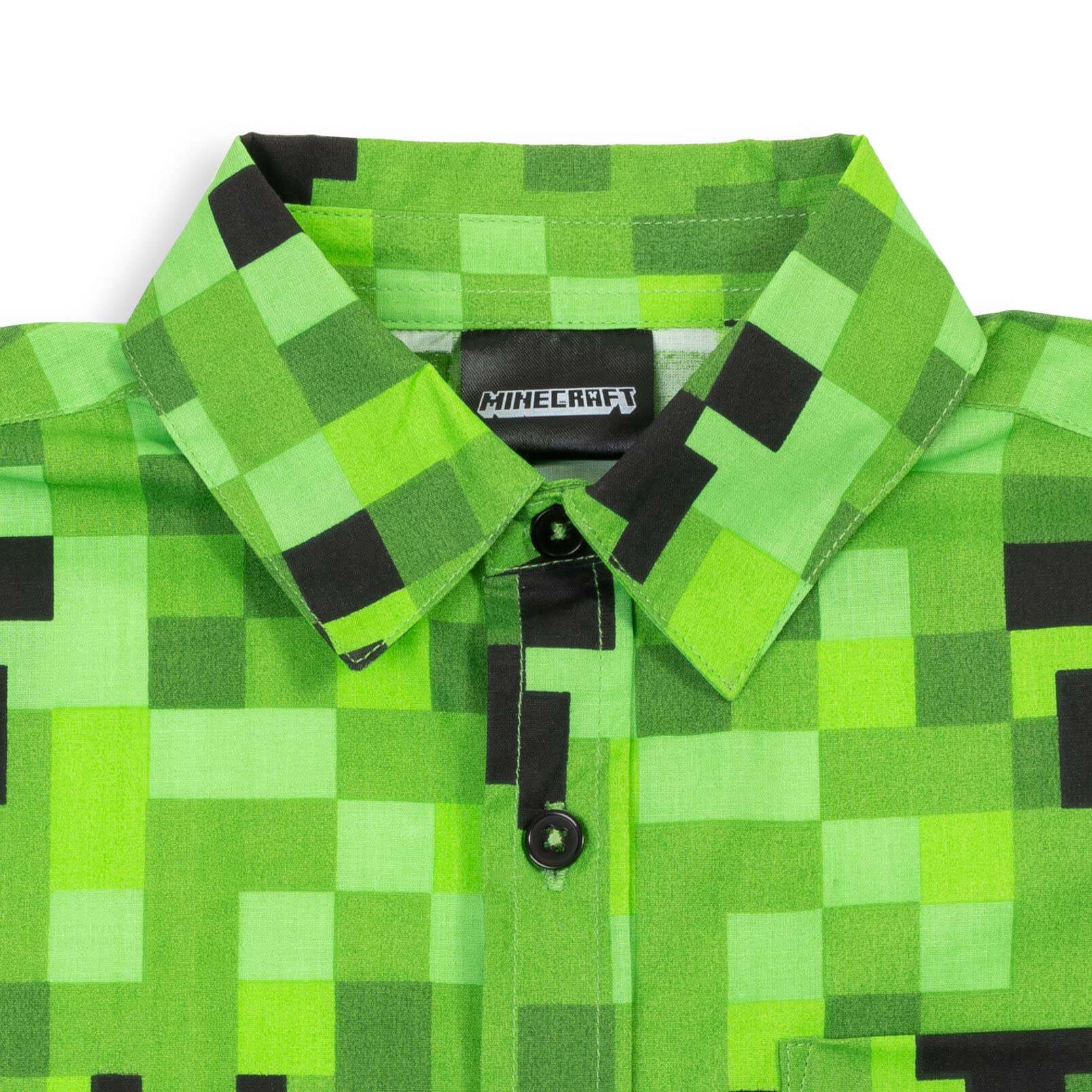 Minecraft Creeper Kurzärmeliges Hemd mit Knopfleiste