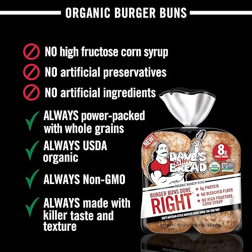 Miniatura 7 de Dave's Killer Bread Burger Buns Done Right - Paquete de 8 panes para hamburguesa, 17.6 onzas