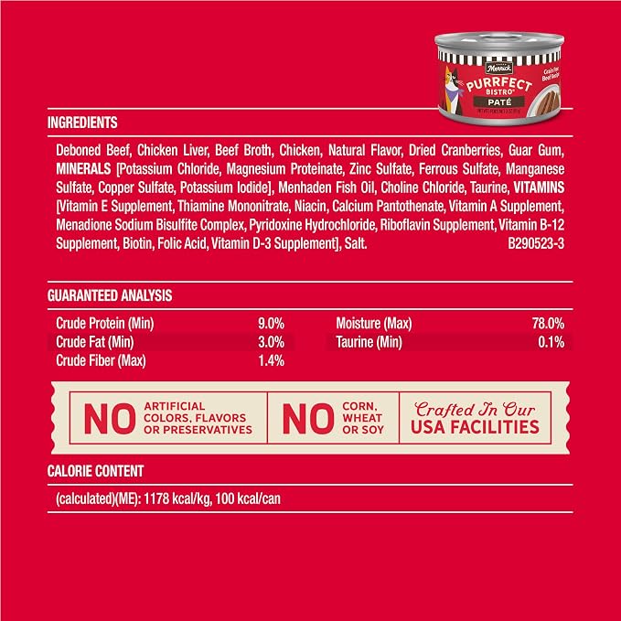 Alimento húmedo Merrick Purrfect Bistro sabor res 24 latas miniatura 7