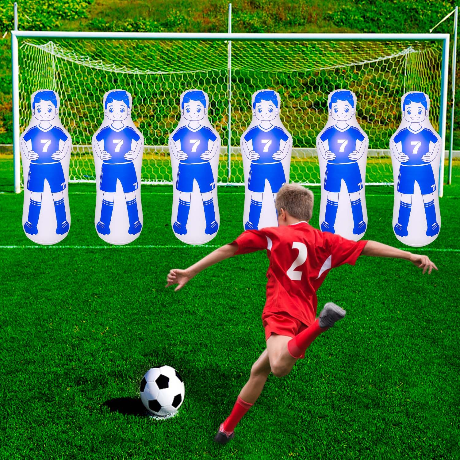 ZHUYNXIR 1 PC Inflatable Soccer Dummy, Soccer Training Equipment, Inflatable Dummy Goalkeepr Air Mannequin Free Kick Wall Goalkeeper Defender Training for Children Adults, Blue Dummy 48 Inch.