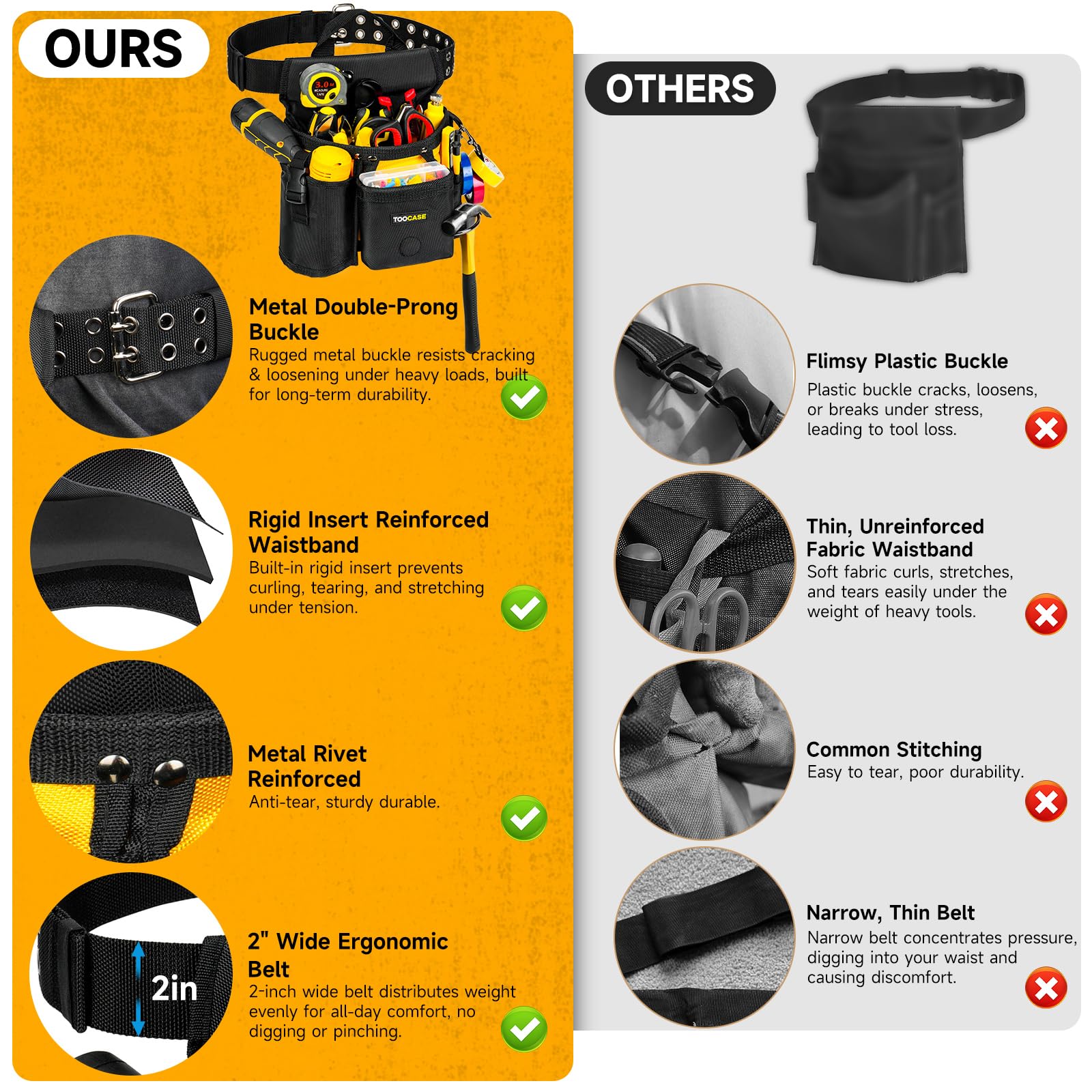 Tool Belt with 18 Pockets - Magnetic Organizer -7