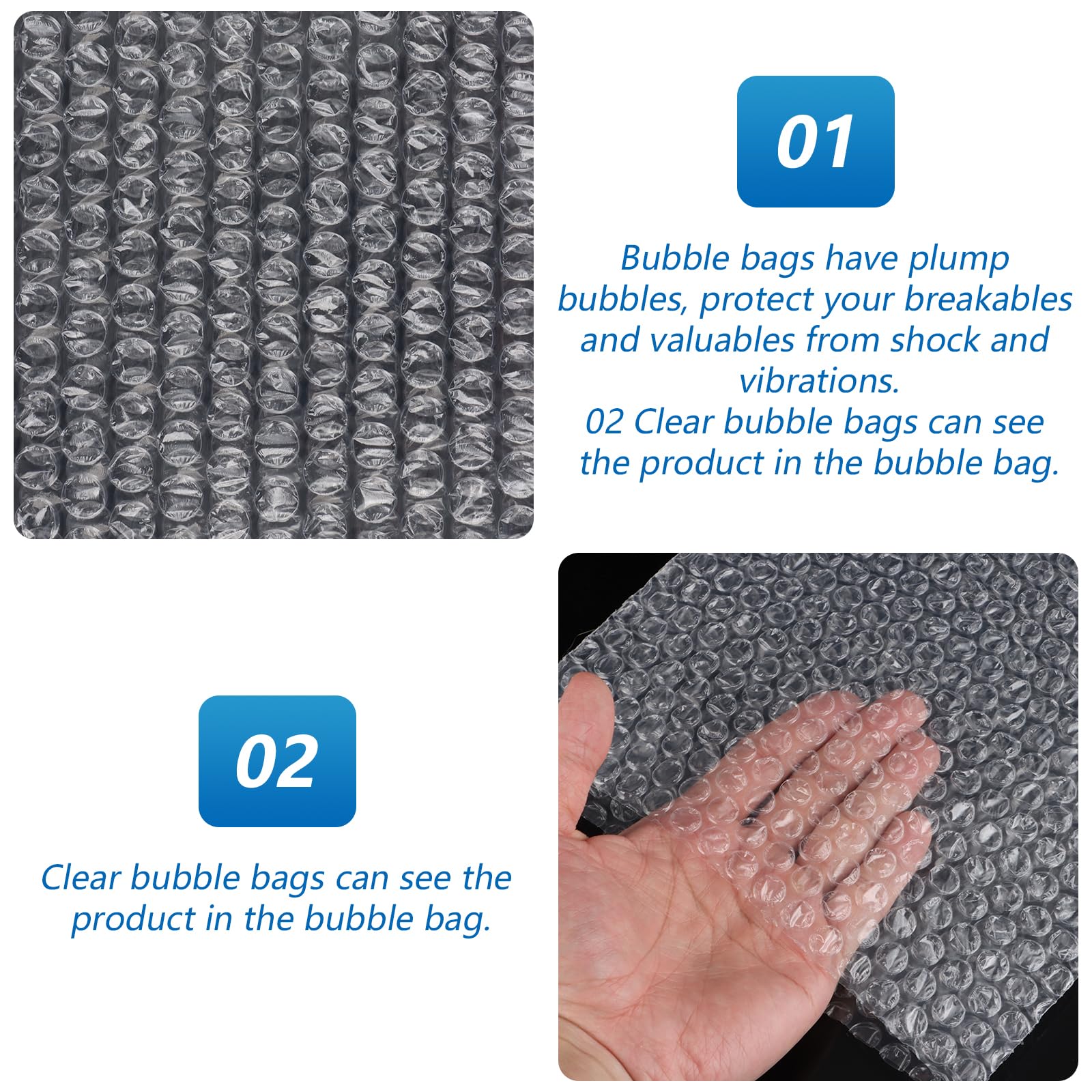 CYEER Lot de 50 Sacs à Bulles en Polyéthylène - 30 x 40 cm - Transparent - pour Emballage d'Expédition - Rembourrage Résistant aux Chocs