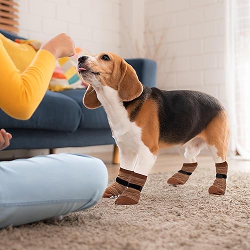 Miniatura 7 de ZEEMIAS Calcetines para perros con agarres, 3 pares de calcetines antideslizantes suaves y cálidos para perros pequeños, medianos y grandes, para