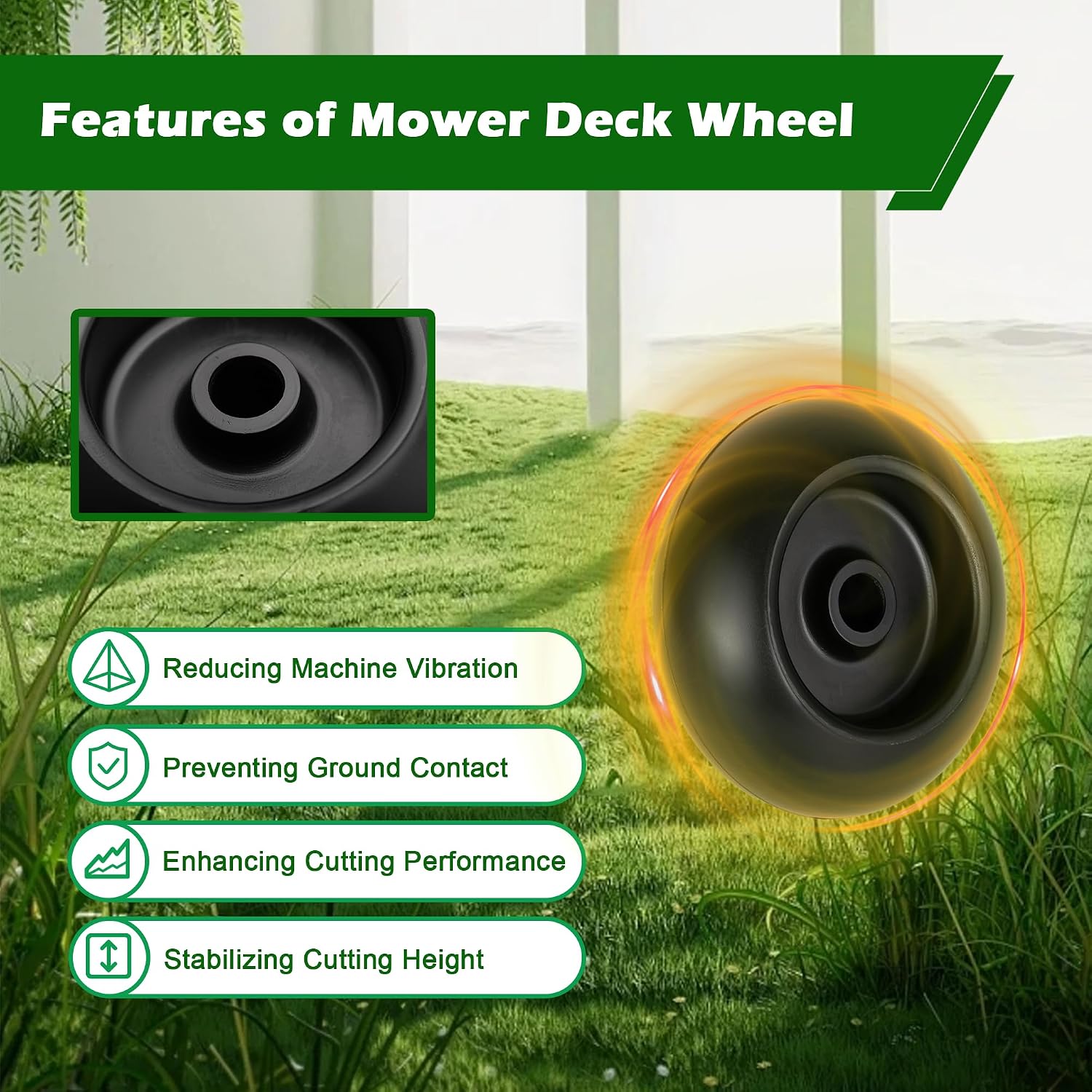 Mower Anti Scalp Deck Wheel Kit Compatible with Exmark 1-603299 103-3168 103-4051 103-7263 Kubota K5371-42110 BadBoy 022-5234-98 Deck Wheels Bore 5/8” Wheel