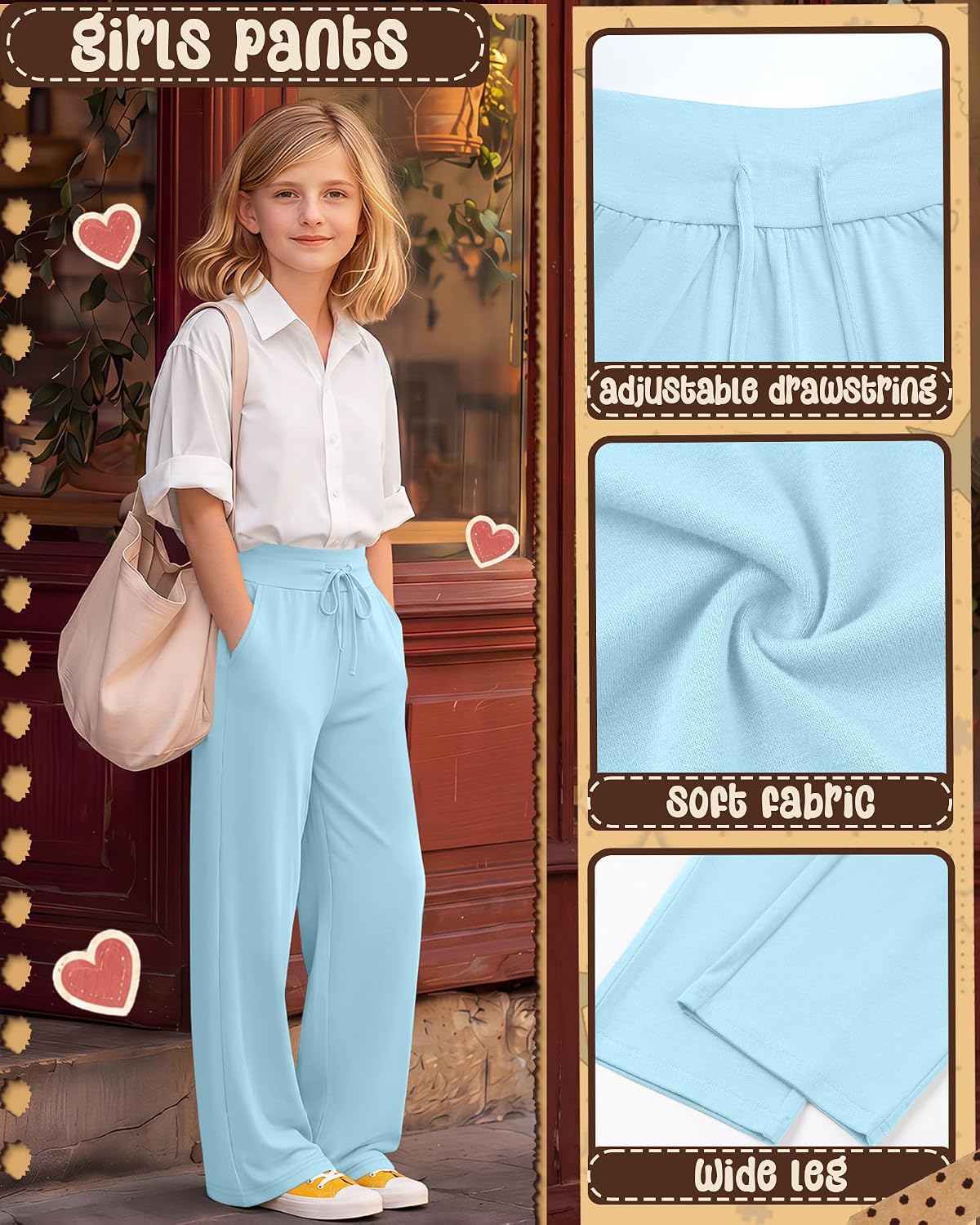Girls Wide Leg Pants Yoga Trousers