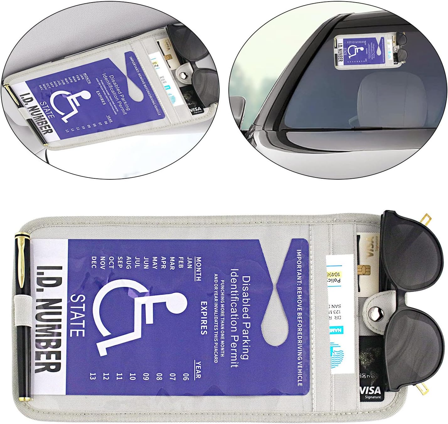 VIQWYIC Handicap Placard Holder for Car Visor, Disabled Parking Permit Sign