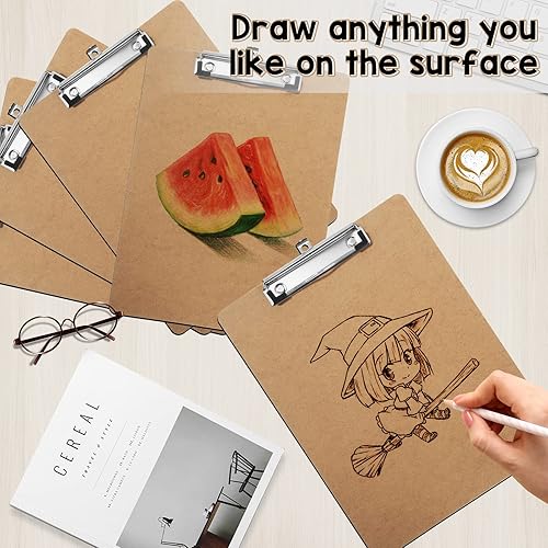 Miniatura 4 de Portapapeles grandes  Paquete de 26 portapapeles de madera para oficina, tamaño de letra A4 estándar a granel (9 x 12.5 pulgadas) con clip de perfil