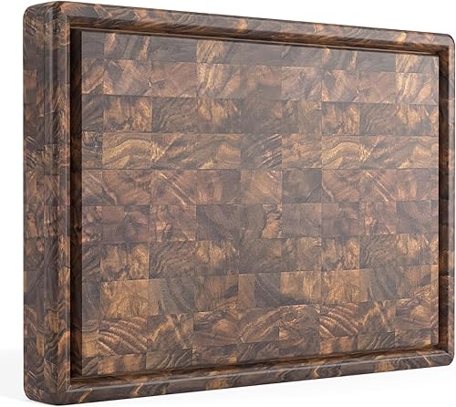 Miniatura 7 de Fabricado en Estados Unidos - Tablas de cortar de madera de nogal (grano final de 20 x 16 pulgadas con patas y ranura para jugo)