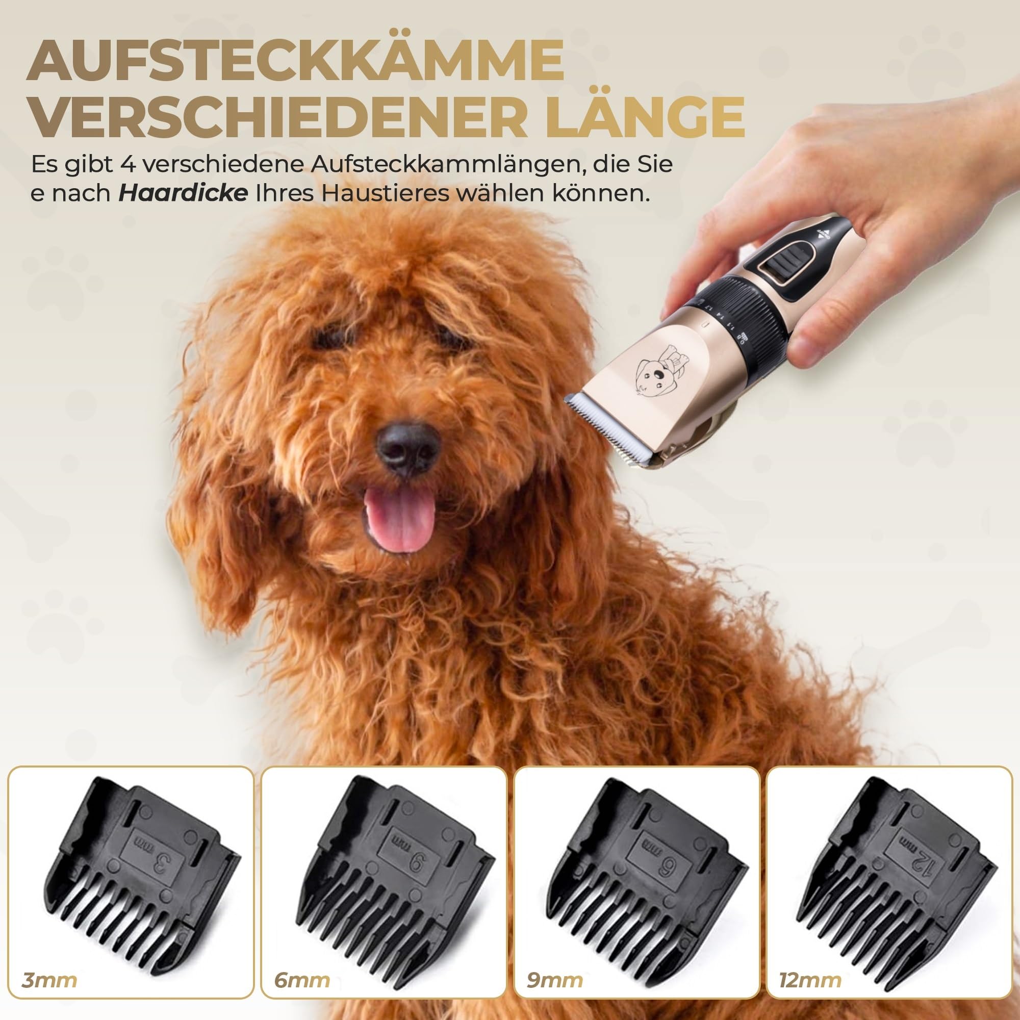 GLOBAL TECH Leise Hundeschermaschine, Professionelle Schermaschine Elektrische Hundetrimmer Tierhaarschneidemaschine für Hunde, Katzen und andere Haustiere