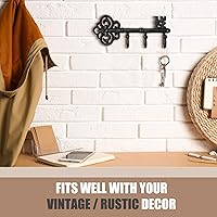 Vista 6 de IRISVITA Llavero para decoración de pared, soporte para llaves de hierro fundido negro antiguo, ganchos rústicos para llaves de pared con 3 ganchos