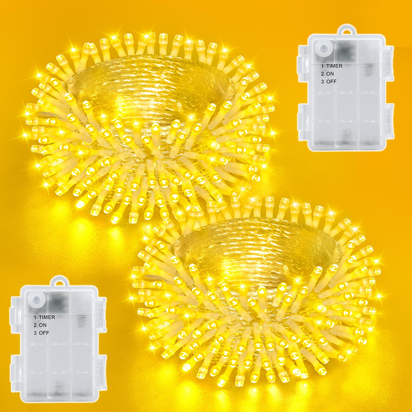 Dalugo [2 Pack Battery String Lights, 3M 30 LED Warm White Waterproof String Lights with 6-Hour Timer for Indoor and Outdoor