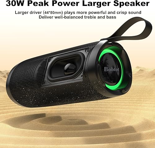 Miniatura 2 de Bobtot Altavoz Bluetooth portátil, altavoz impermeable IPX6 con graves intensos, sonido fuerte de 15 W, RGB, tiempo de reproducción de 15 horas,