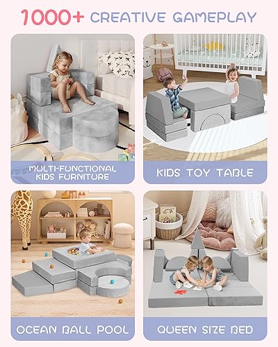 Miniatura 6 de YEFU Sofá modular de juego para niños, sofá infantil para niños pequeños y niños, sofás para niños, kit de construcción de fortalezas para muebles