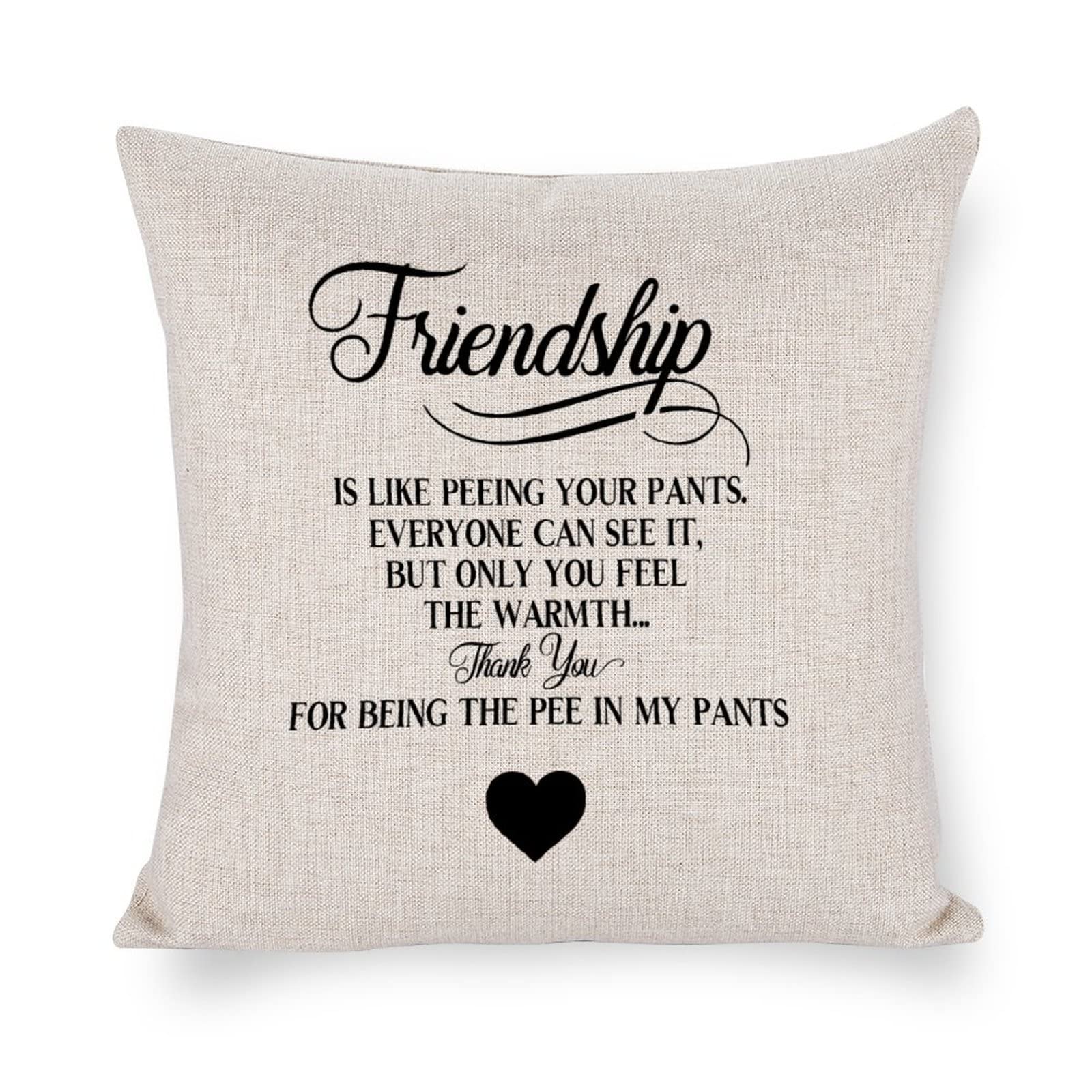 Friendship is Like Peeing Your Pants.Everyone Can See It,but Only You Feel The Warmth.Thank You for Being The Pee in My Pants Pillowcase Decorative Throw Pillow Case Cushion Cover for Couch Bed Car
