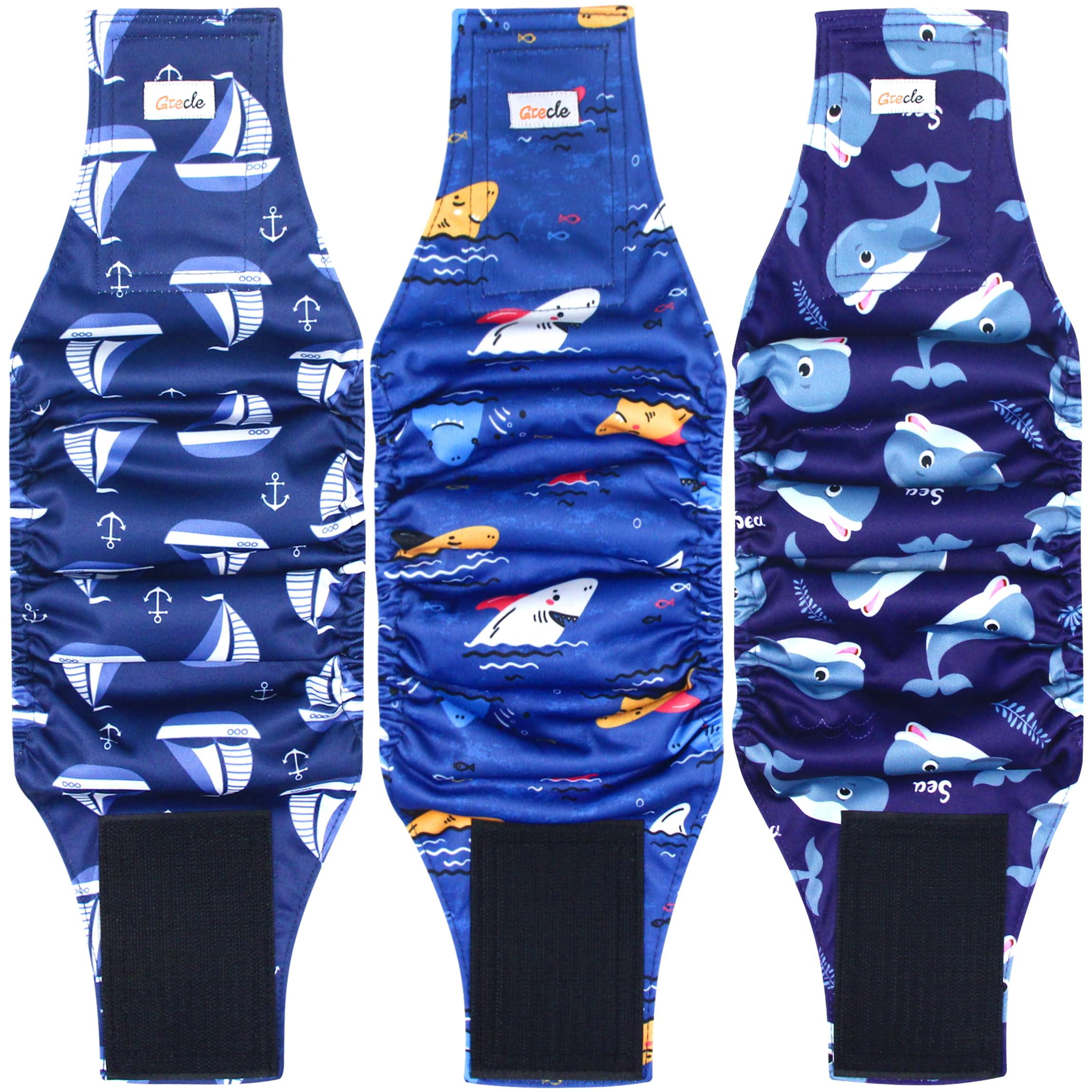 Grecle Premium Male Dog Wraps - High Absorbency Male Dog Diapers (Pack of 3) - Washable Belly Band for Male Dogs Incontinence and Puppy Training (Sailboat, L) (B092JL3C67) Amazon Price History, Amazon Price Tracker
