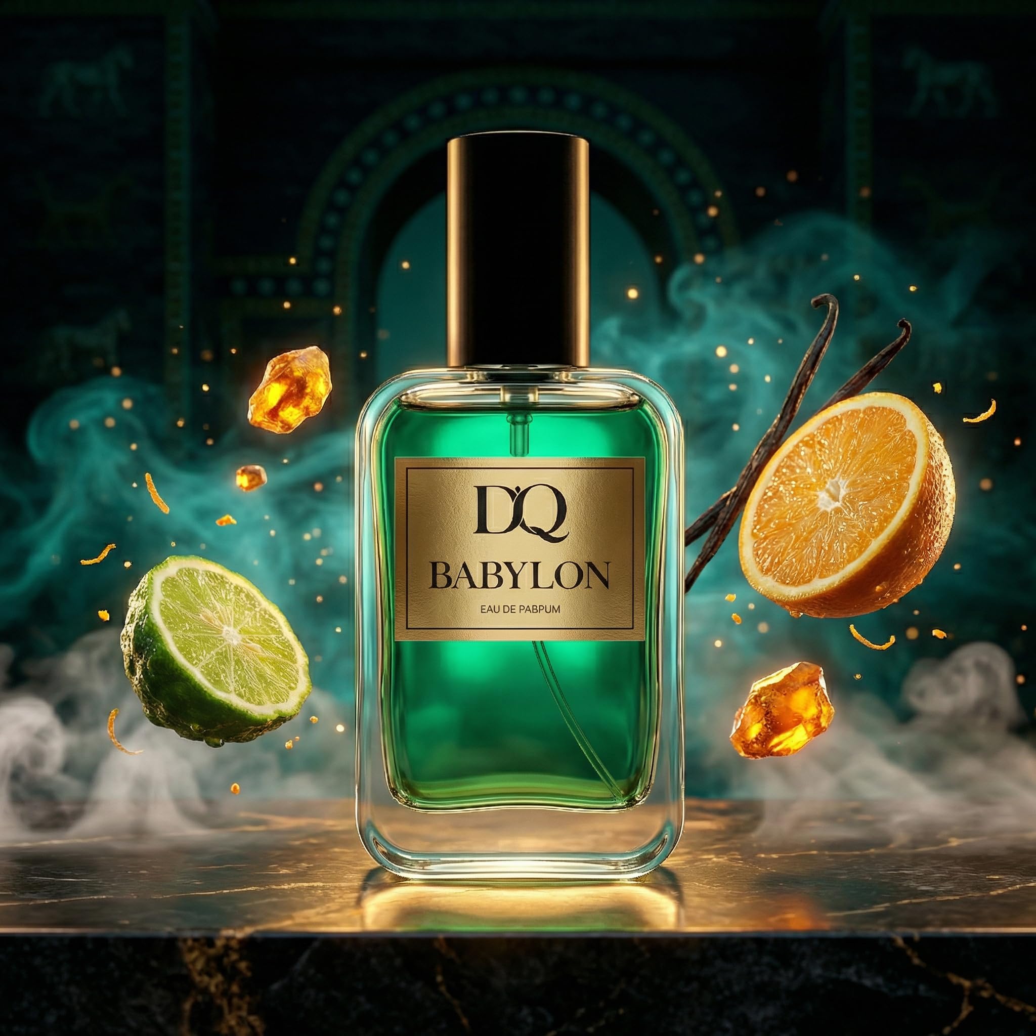 D’QAR BABYLON | Eau de Parfum Unisex 50 ml – Fruchtig-zitrischer Duft mit Orange, Bergamotte, Zitrone, Vanille, Moschus und Amber