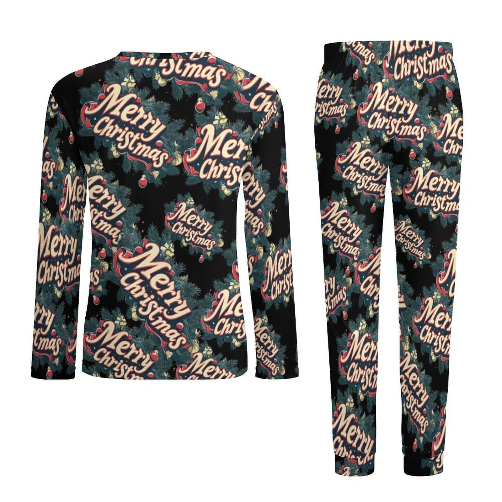 Conjunto de pijama para hombre con cuello redondo de 2 piezas de manga larga, suave parte superior e inferior transpirable para todas las estaciones