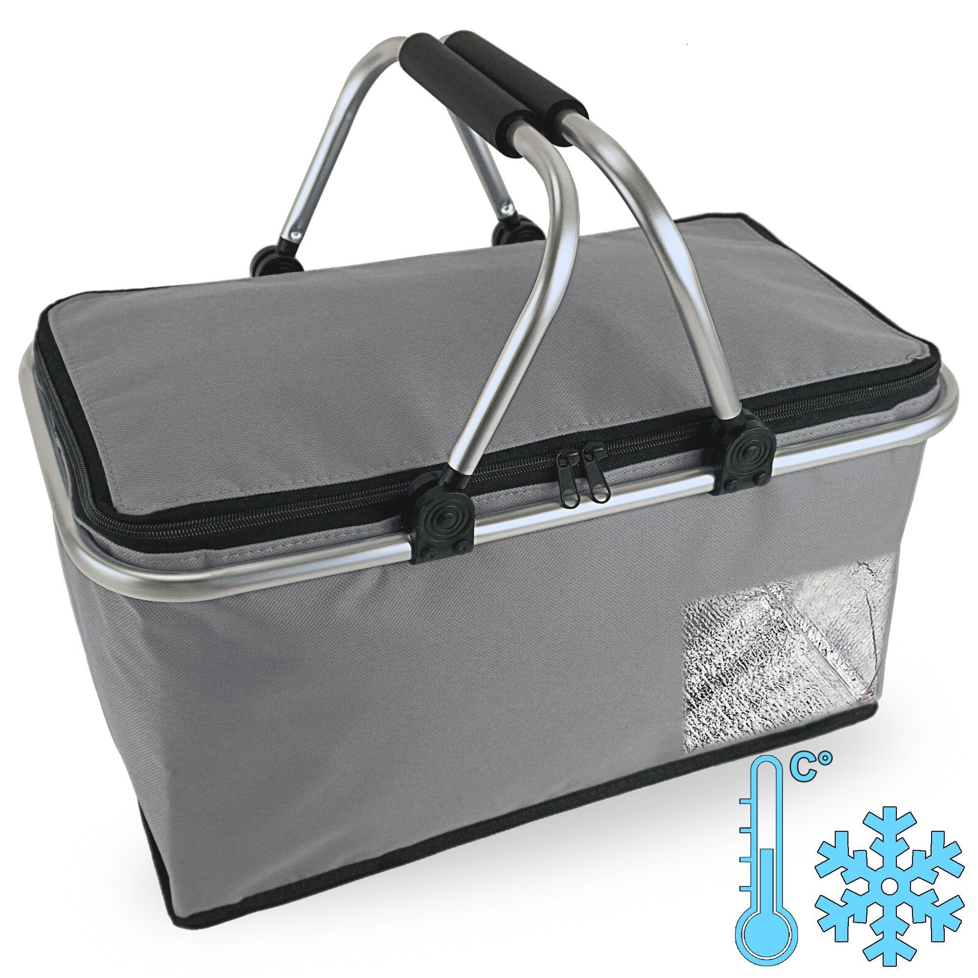 Accessori Viaggio Outdoor Pratici Cestino Picnico LIQING 35L Isolato - 4 Tasche Interni, Pieghevole E Impermeabile Borsa Picnico Impermeabile