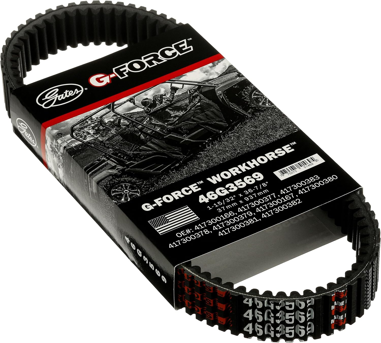 Gates G-Force WorkHorse 46G3569 Continuously Variable Transmission (CVT) Belt - fits select 2005-2021 Arctic Cat, 2018-2019 Textron, and 2021 Tracker