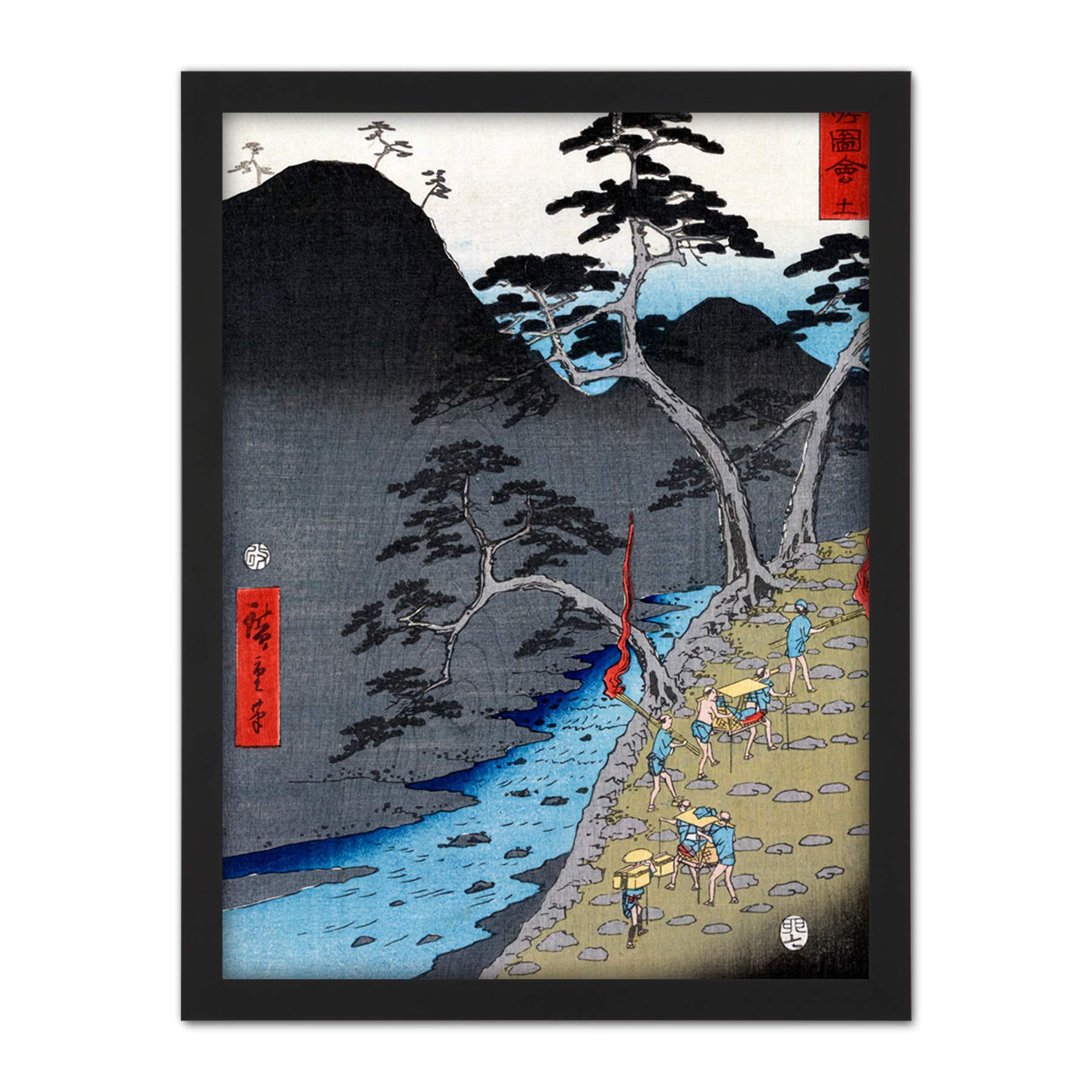 Wee Blue Coo Utagawa Hiroshige Hakone Japan Artwork Framed Wall Art Print 18X24 Inch