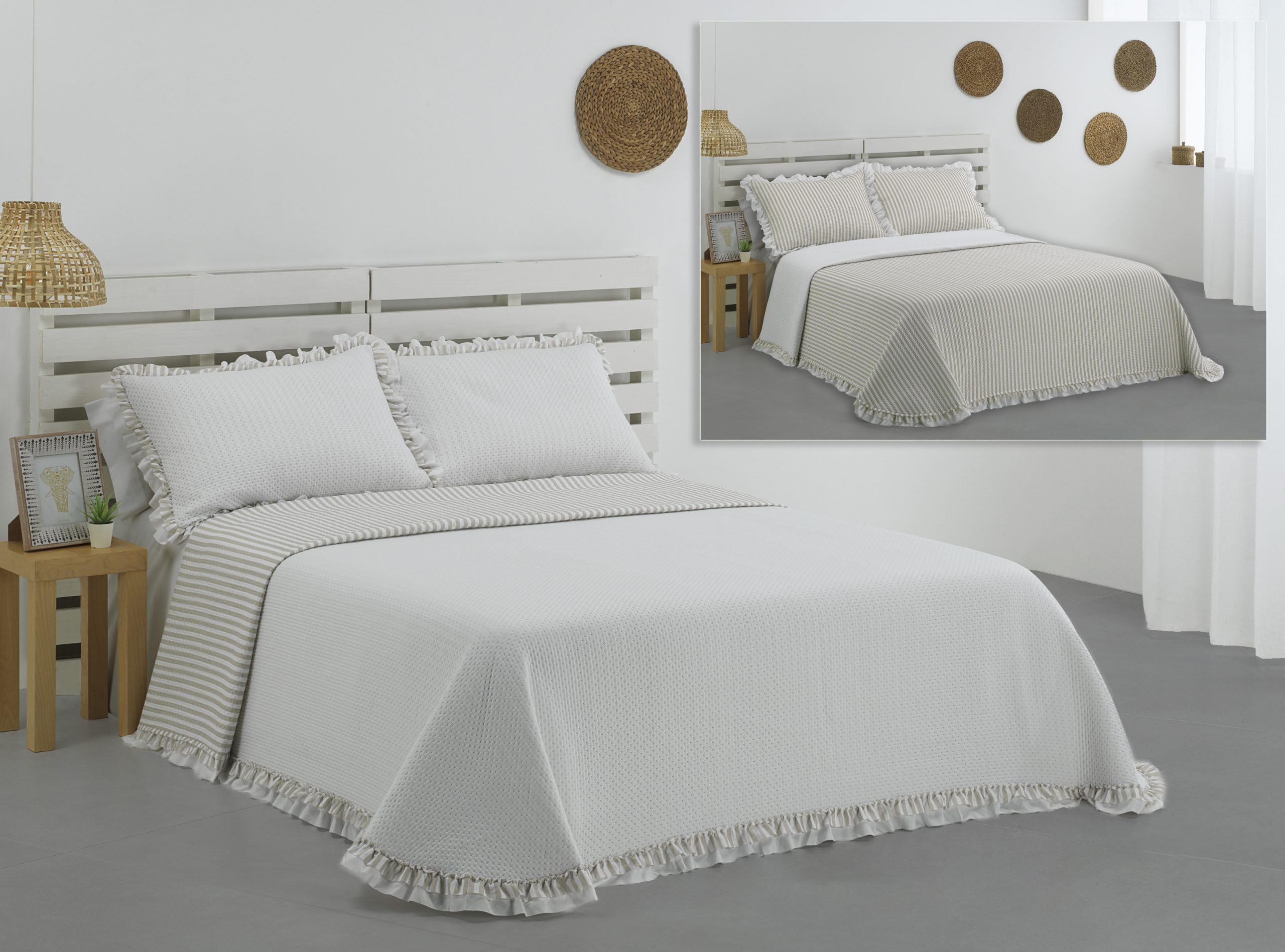 BLANCO NUMERO UNO Colcha Bouti Reversible Manacor de la Marca Dolz - El Toque hogar (Gris, 150)