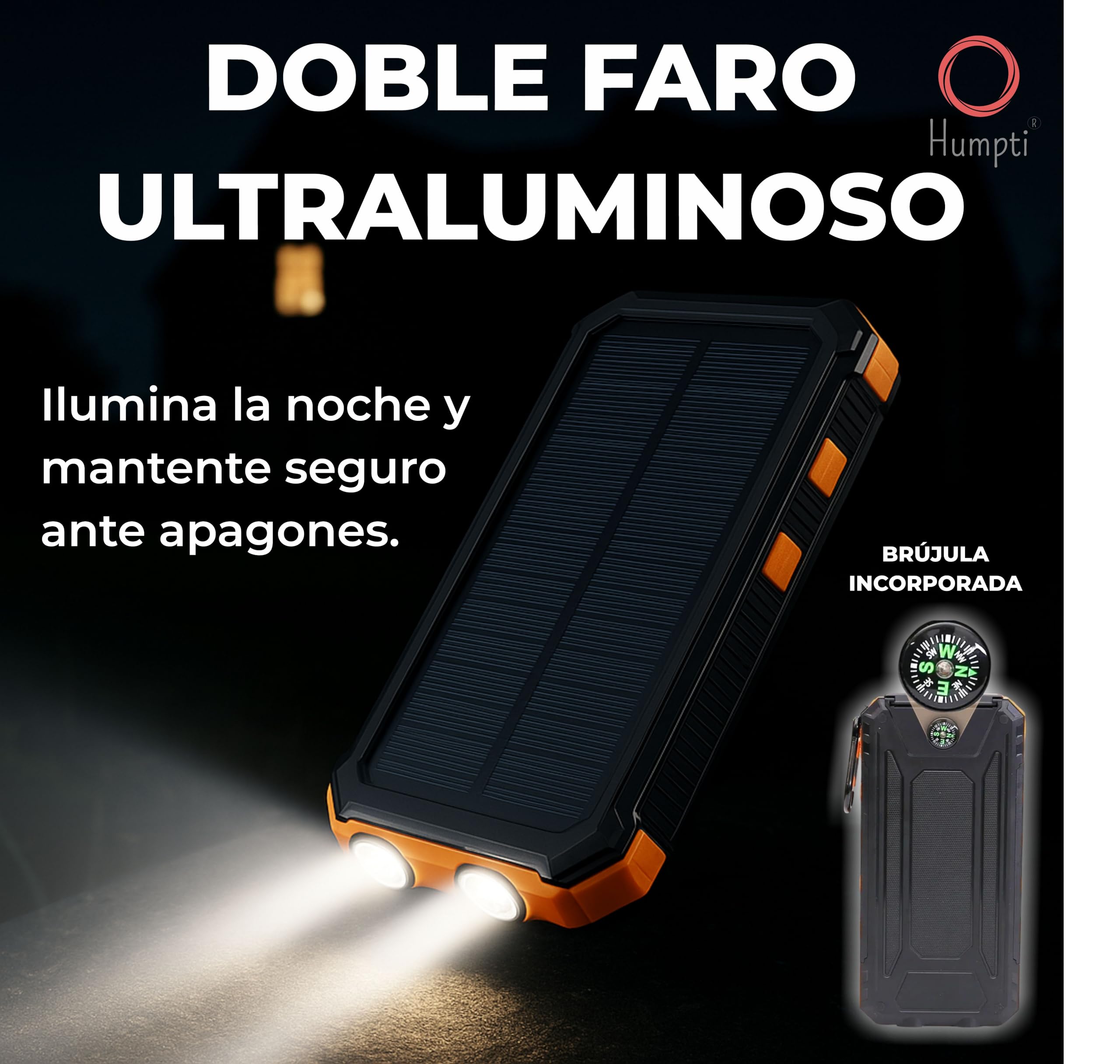 Bateria Solar Portatil Potente 20000mah, Kit Supervivencia UE 2025, Cargador Solar para Movil, Bateria Externa, Power Bank, Generador Portatil