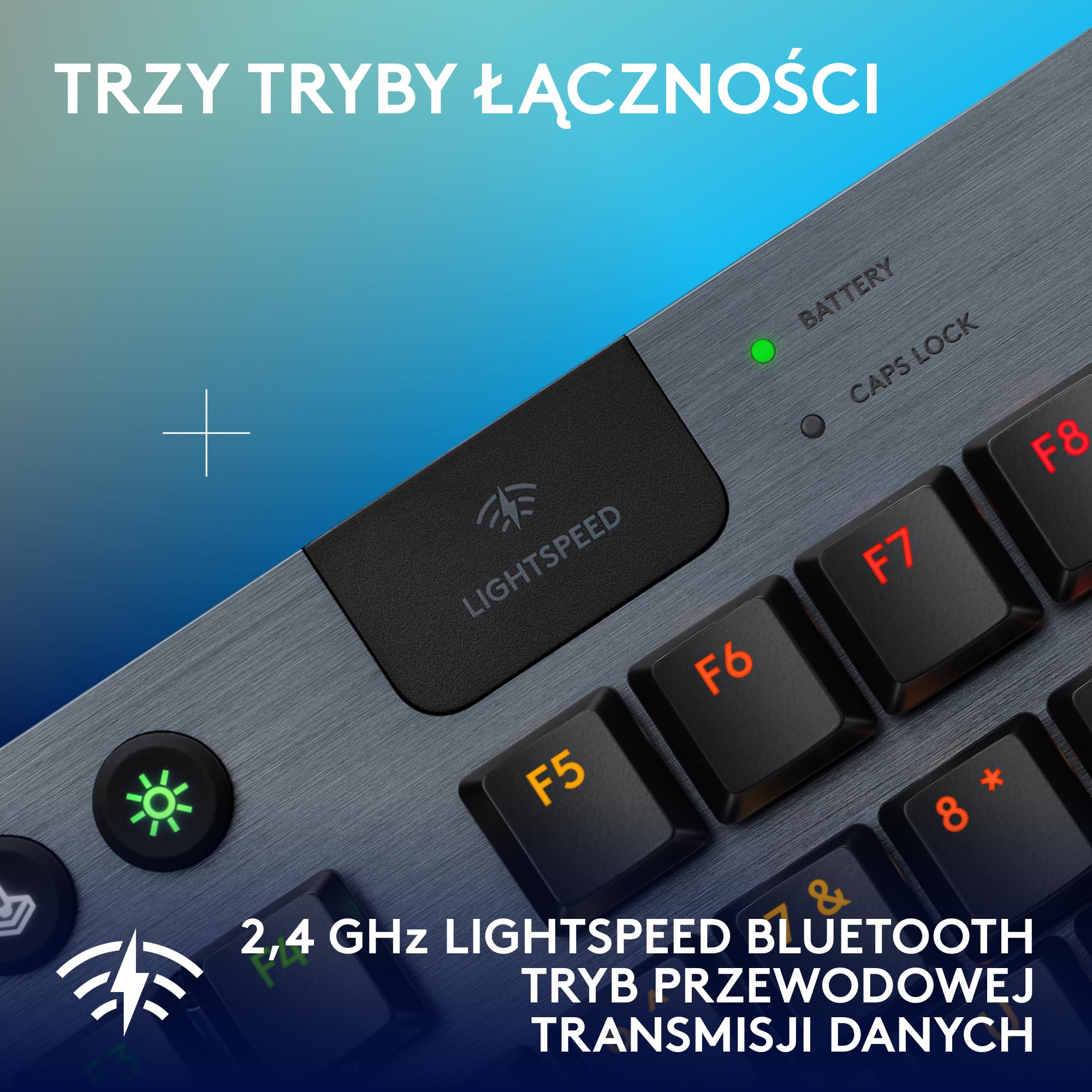 Logitech G G915 X, o płaskim profilu, z technologią LIGHTSPEED, podwójne nakładki na klawisze z PBT, aluminiowe wykończenie, brązowe przełączniki sprężynujące GL Brown, QWERTY US INT'L - Czarny