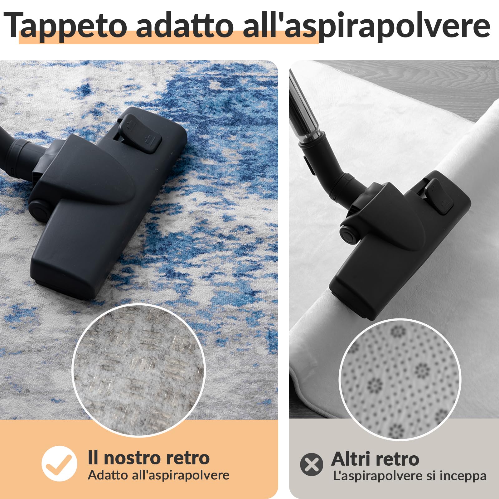 INOVADAY 150x210 cm Tappeto Lavabile in Lavatrice Tappeti Moderno Astratto Blu/Grigio