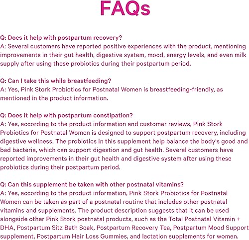 Miniatura 8 de Pink Stork Probióticos para mujeres posnatales, 30 mil millones de CFUS con Ashwagandha y manzanilla, esenciales posparto para el equilibrio