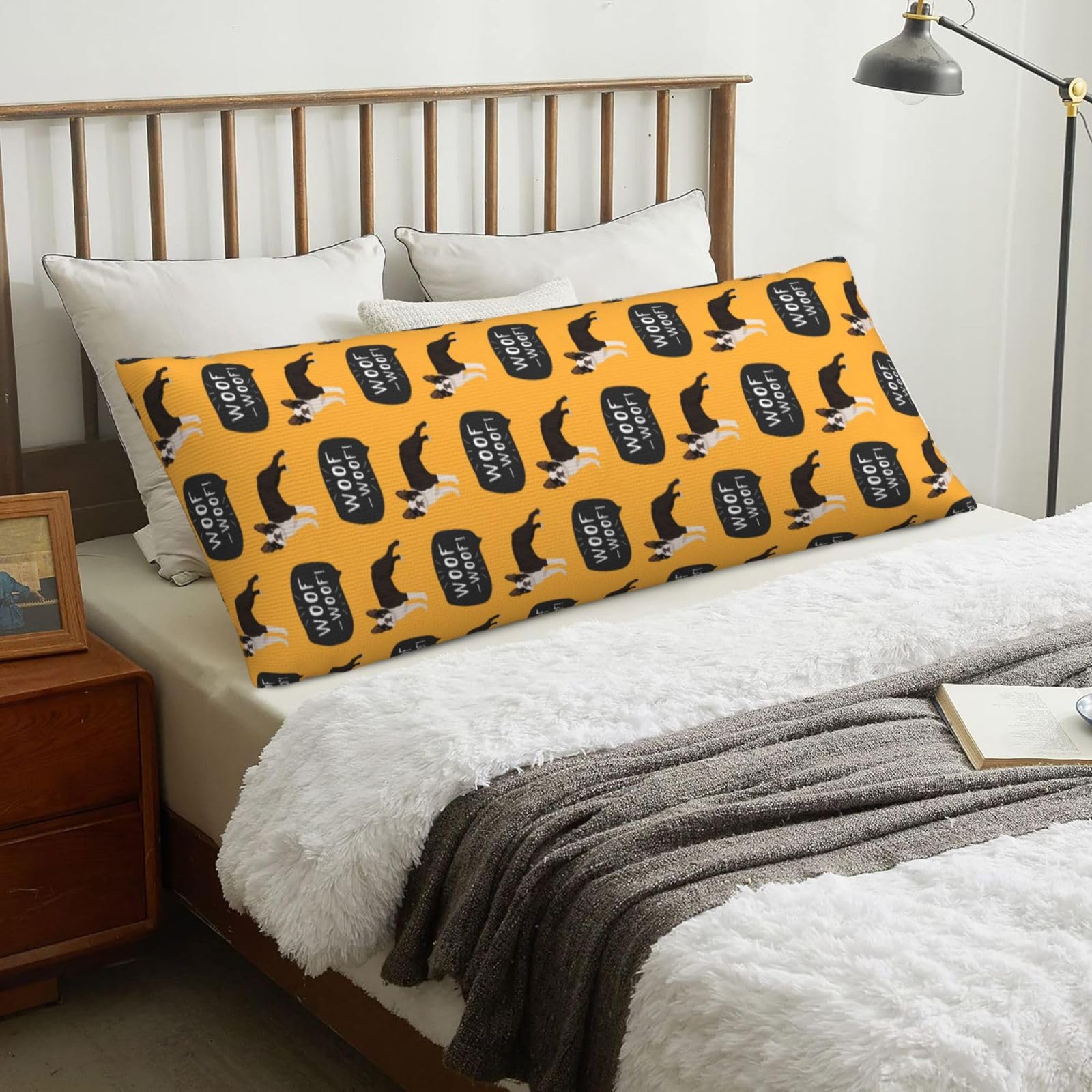 Boston Terrier Puppy Pattern, Body Pillow Cover with Zipper,Long Body Pillowcase 20 x 60 in