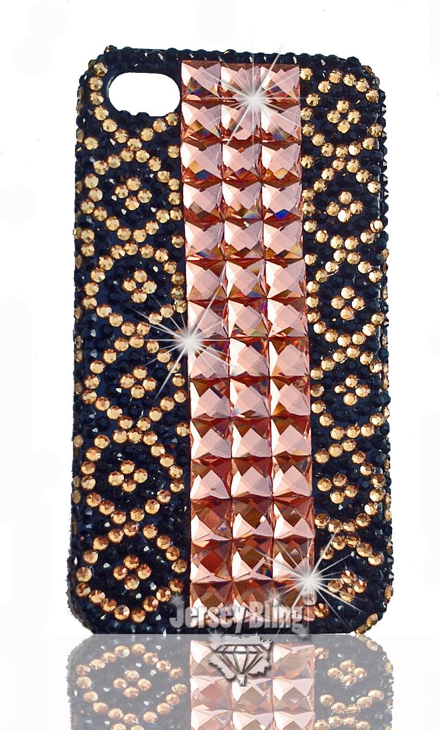 Jersey Bling Zebra or Leopard Bling 3D Handmade Swarovski & Czech Crystal & Rhinestone Animal Print iPhone 4 case/Cover (Brown Leopard)