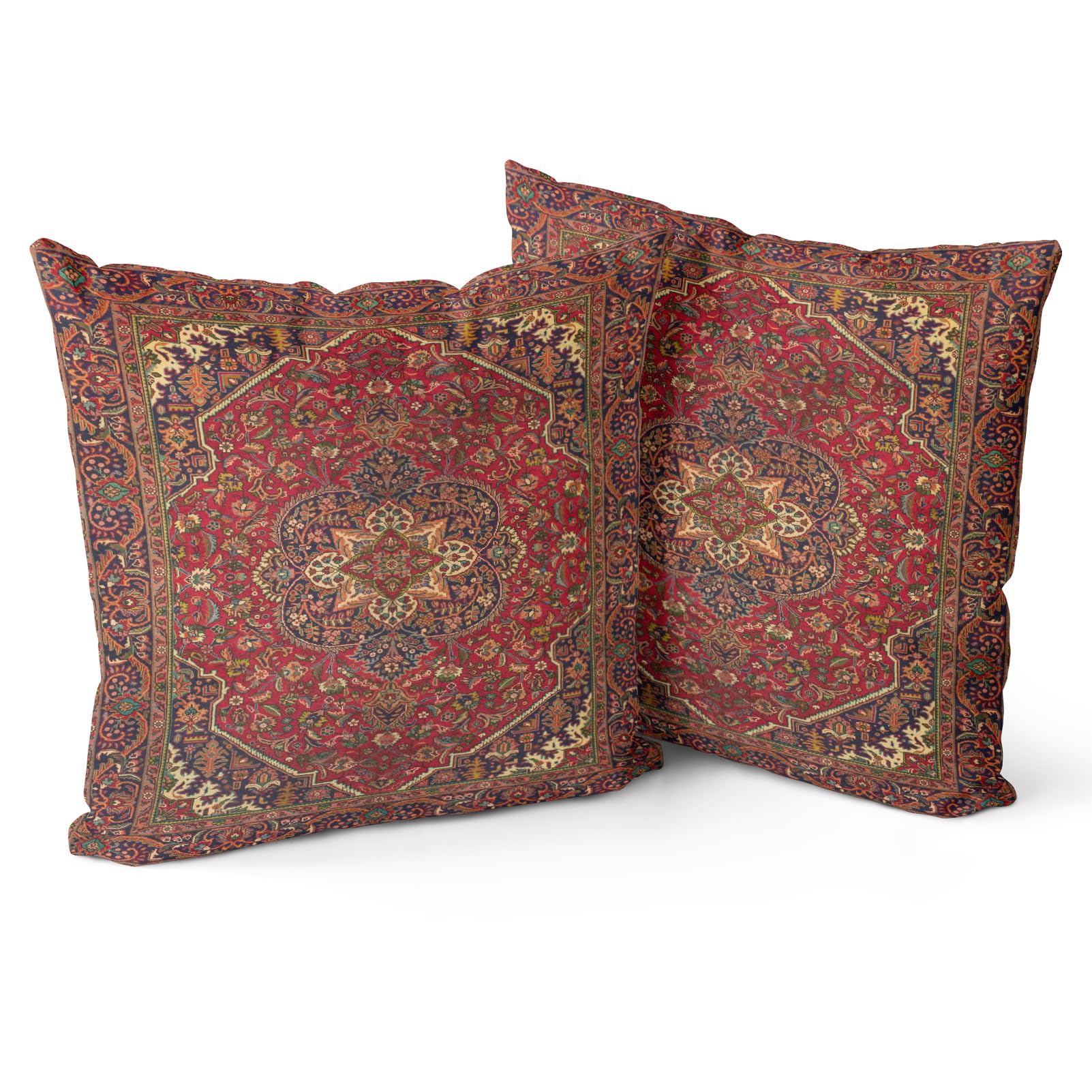 Snylcce Boho Throw Pillow Covers Set of 2 Maroon Antique & Vintage Design, Double-Sided Pattern