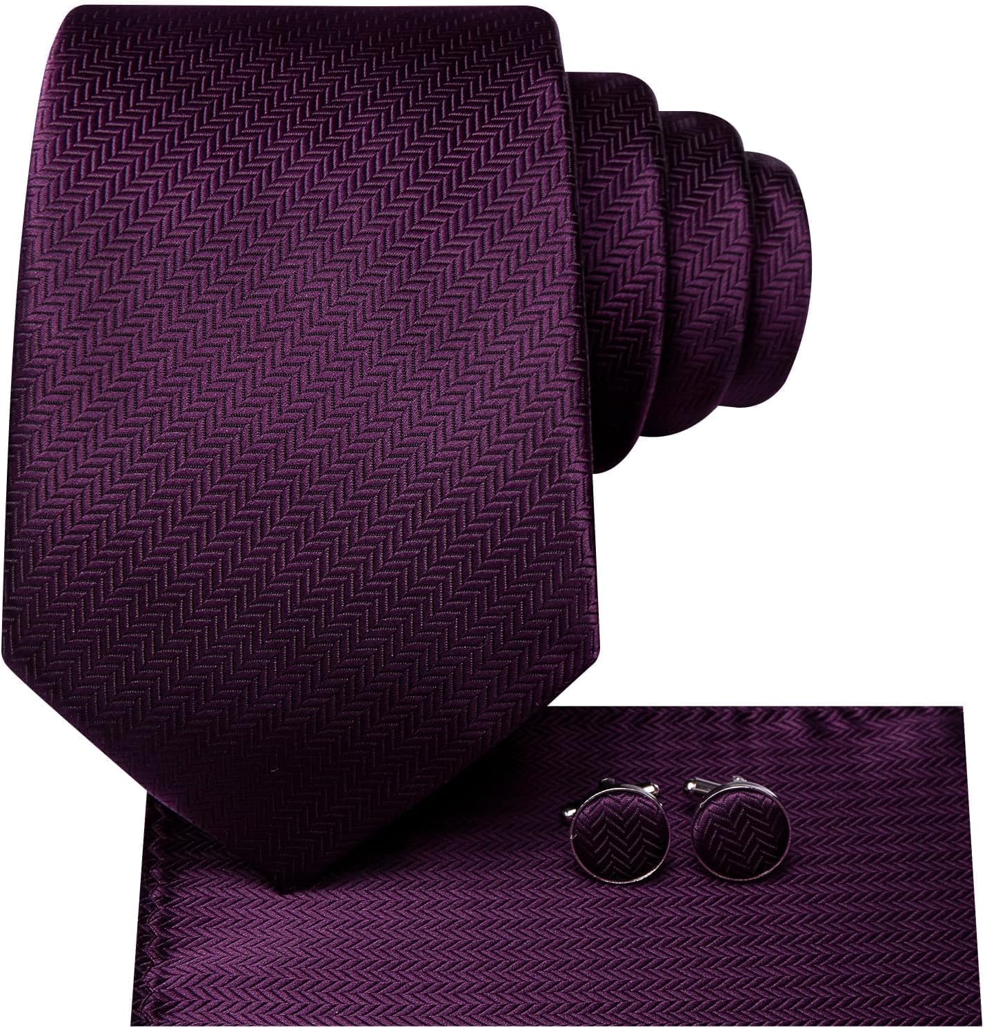 Hi-Tie 70 inches Ties for Men Silk Extra Long Necktie and Pocket Square Cufflinks Set Men Big and Tall Tie Business - Image 3