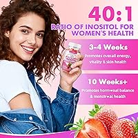 Vista 5 de softbear Suplemento de inositol para mujeres, gomitas de mio-inositol y D-Chiro inositol ideal para la salud y el bienestar femenino, sin azúcar
