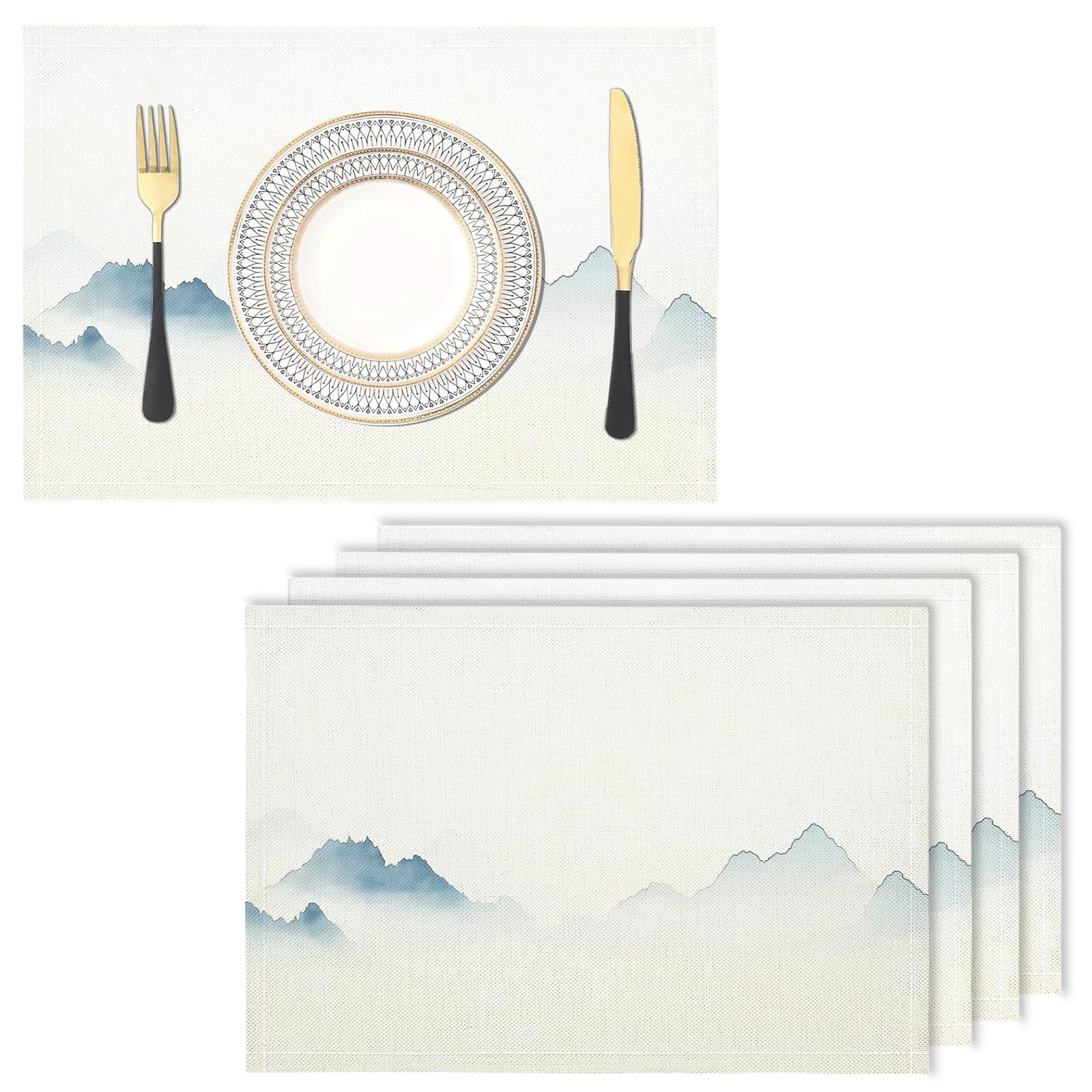 Set de table lavable en machine lot de 6 beige en lin de coton rectangulaire résistant