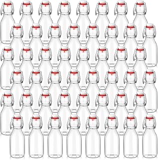 EBOOT Flip Top Glass Bottles with Caps Beer Bottles Clear Swing Top Glass Bottles Vinegar Kombucha Bottles with Stoppers Airtight Lids for Wedding Themed Baby Shower Christmas Gifts (48 Pcs,5 oz)