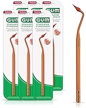 GUM Stimulator Permanent Handle - 1 Rubber Tip Included - Long Handled Massager for gums - Remove Plaque & Promote Gum Health, 1ct (6pk)