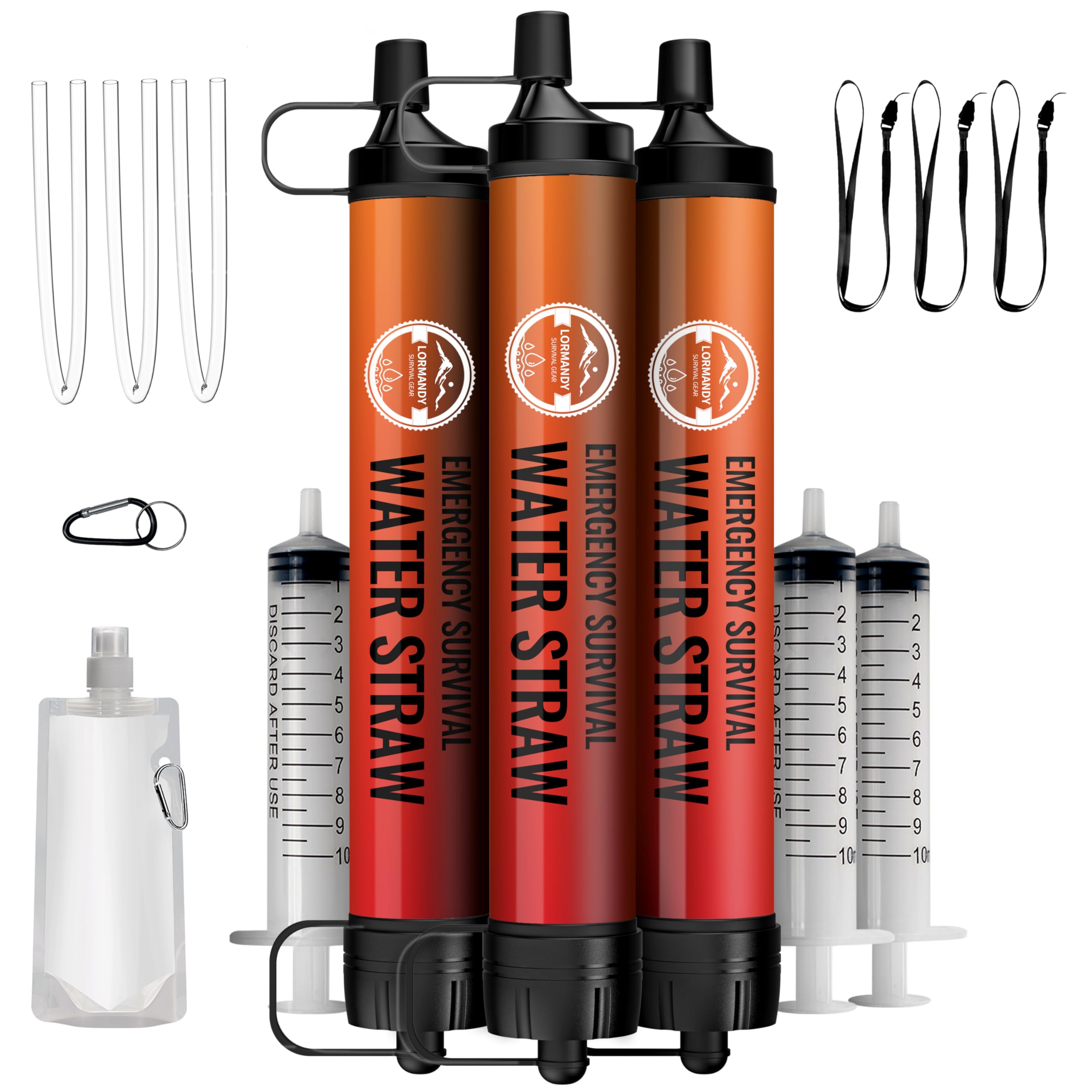 Lormandy Emergency Water Filter Straw 3-Pack