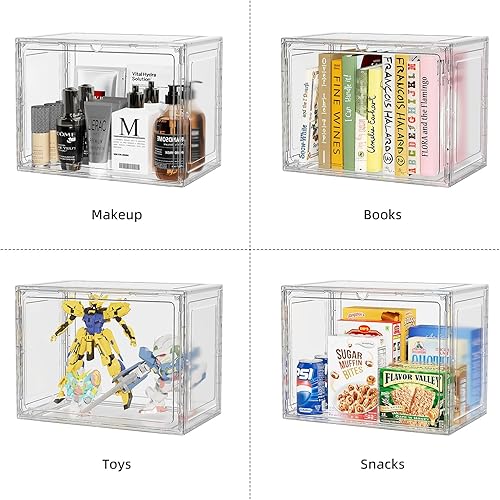 Miniatura 3 de Caja grande de almacenamiento de zapatos plegable de 6 capas para zapatos, contenedores de zapatos de plástico transparente sólido apilable