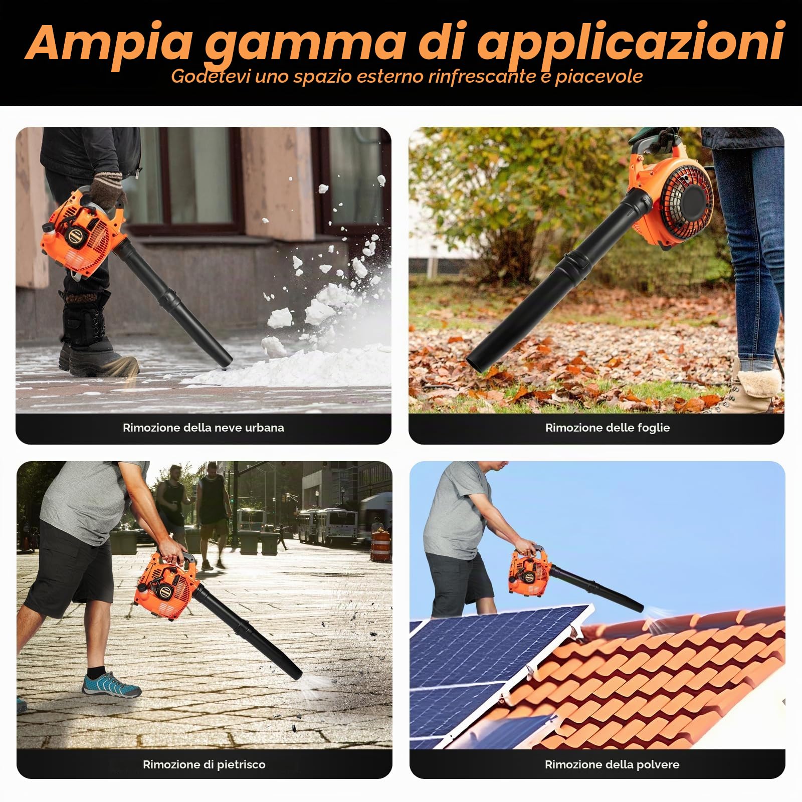 Soffiatore per foglie a benzina 25,4 cc 2 tempi, aspiratore per foglie a benzina con avviamento manuale e accensione elettronica, soffiatore manuale per la cura del prato, cortile, giardino