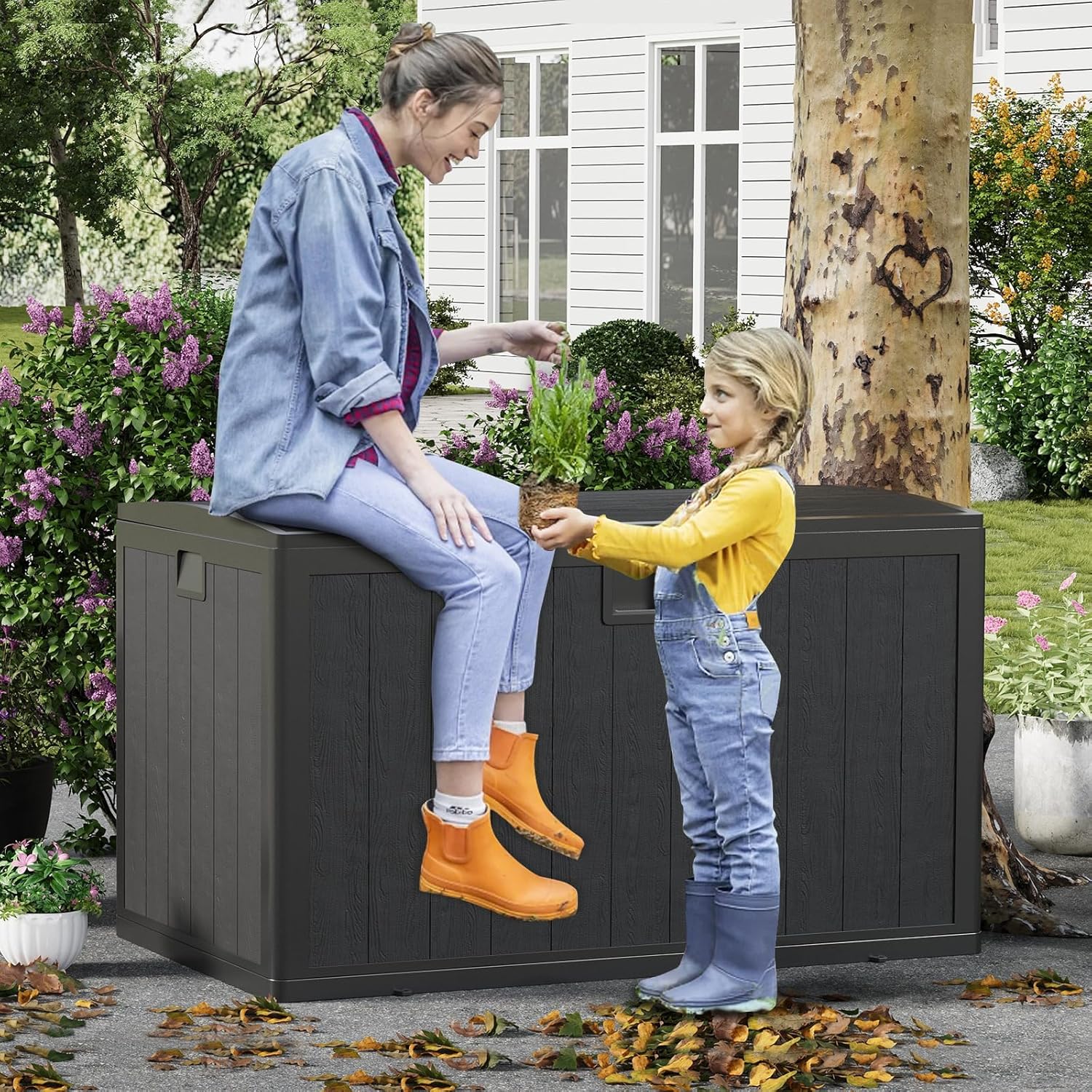 130 Gallon Waterproof Outdoor Storage Box, Lockable Deck Cabinet for Patio Furniture, Outdoor Cushion Organizer, Garden Tools, Package Delivery, Deck Boxes Outdoor Waterproof