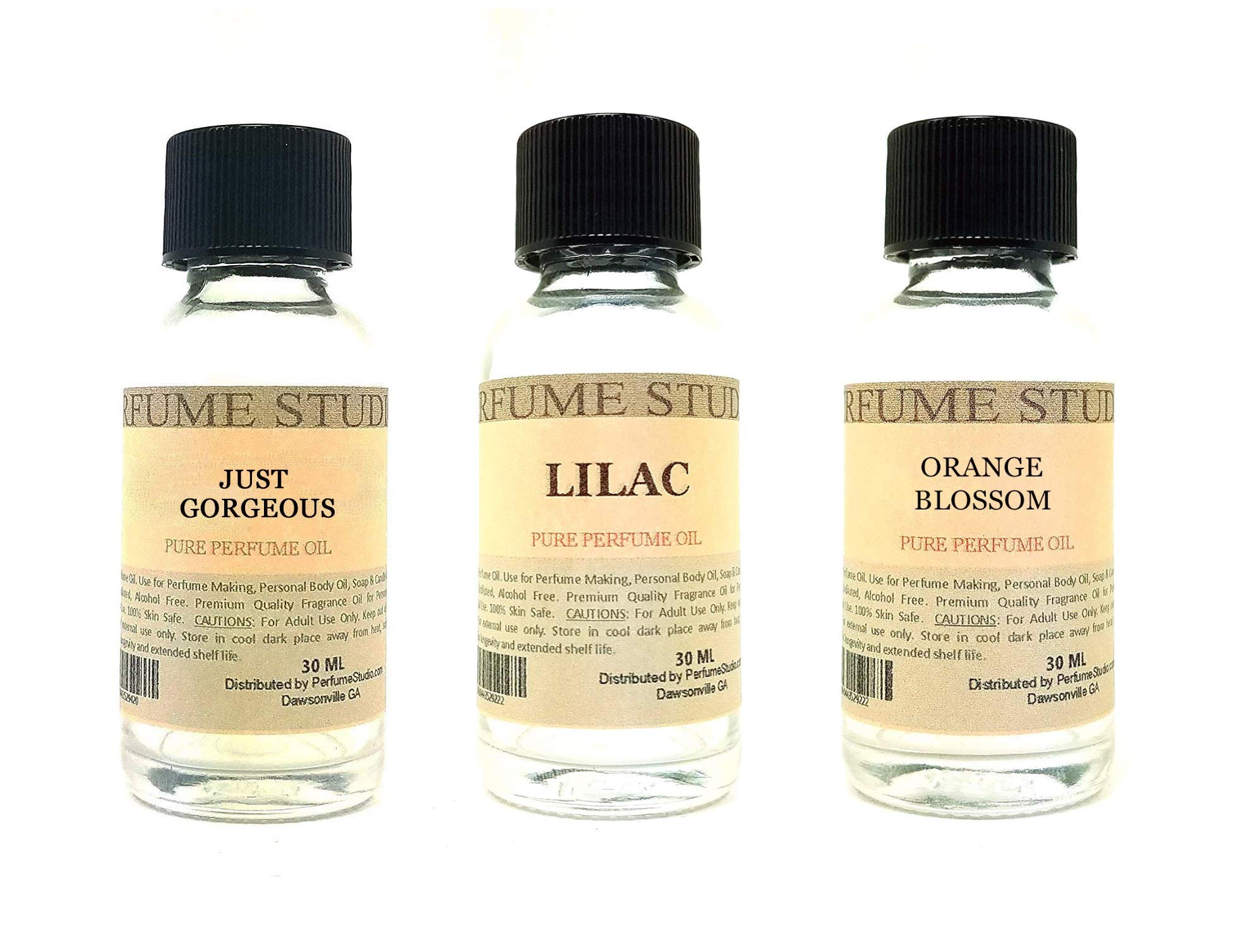 Fragrance Oil Set 3-Pk 1oz Each for Making Soaps, Candles, Bath Bombs, Lotions, Room Sprays, Colognes (Fruity Floral, Just Gorgeous, Lilac, Orange