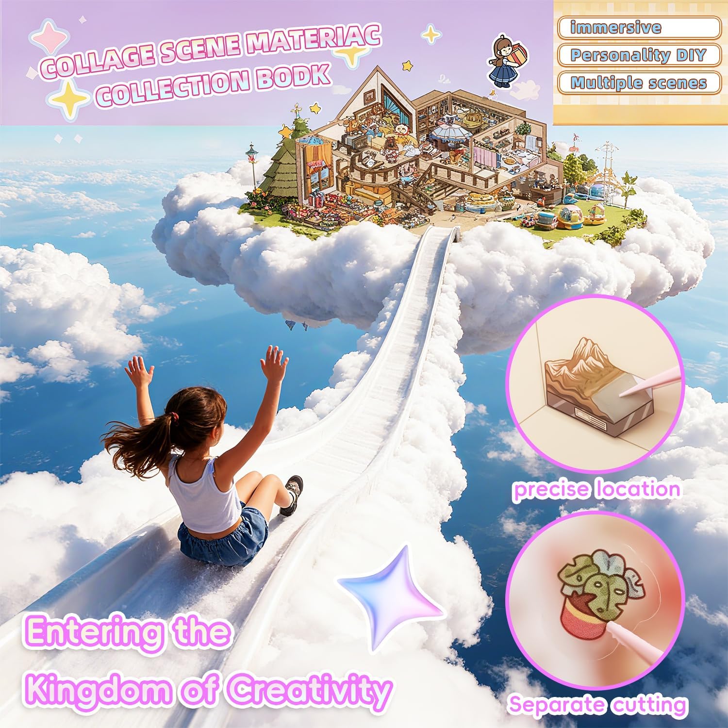 3D Sticker Scene Book — 26 Miniature Room Scenes, DIY Kawaii Cottage Craft Kit, Peel & Stick Stress Relief Activity for Adults & Teens, Therapy Gift for Her