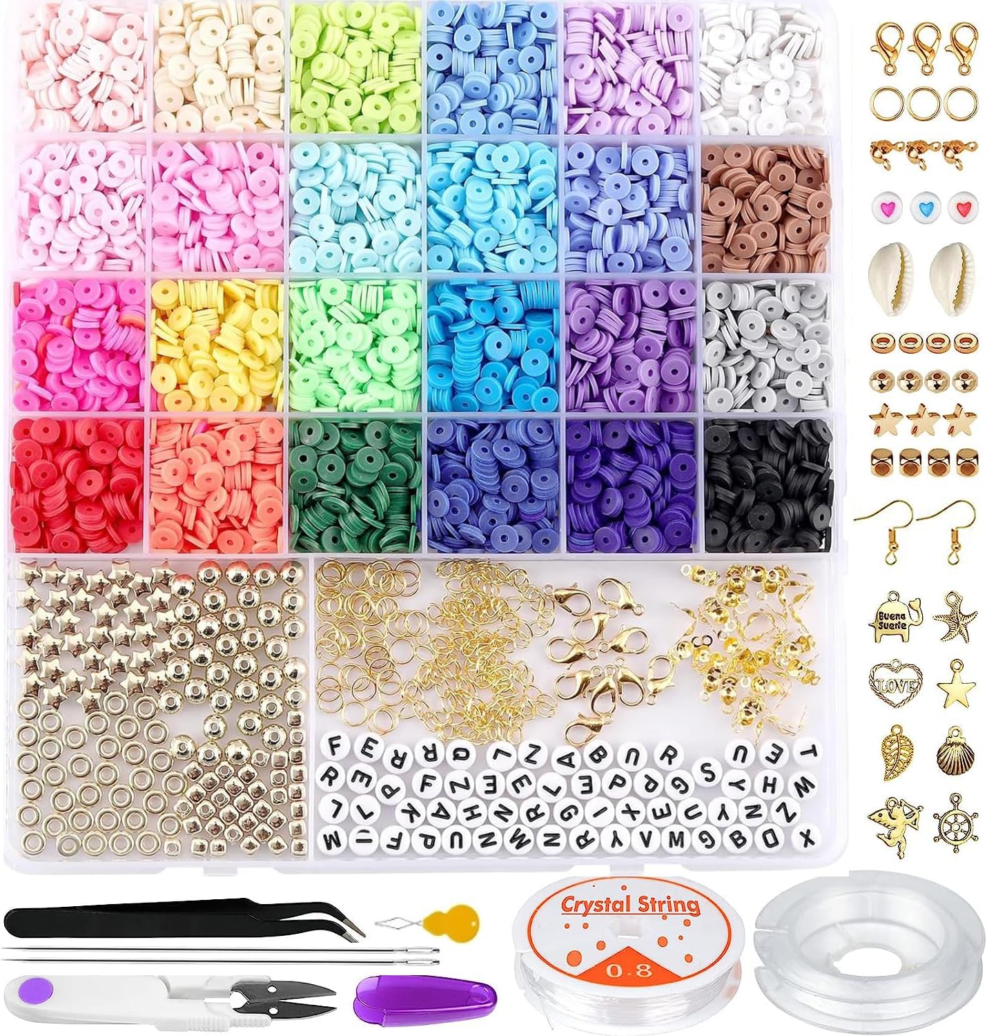 Lynnmos Perles Pour Bracelet, Kit 8000+ Pièces, Perles Heishi Plates