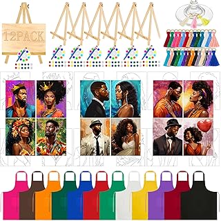 Fullhawl 12 Sets Sip and Paint Kit for Adults Pre Drawn Canvas Painting ...