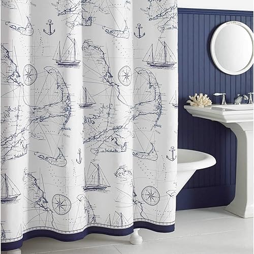 Aviation Ocean - Cortinas de ducha impermeables con estampado azul marino para baño, 62 pulgadas de ancho x 72 pulgadas de alto